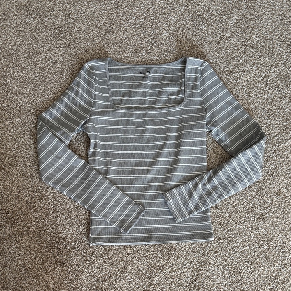 Hollister square neck striped long sleeve